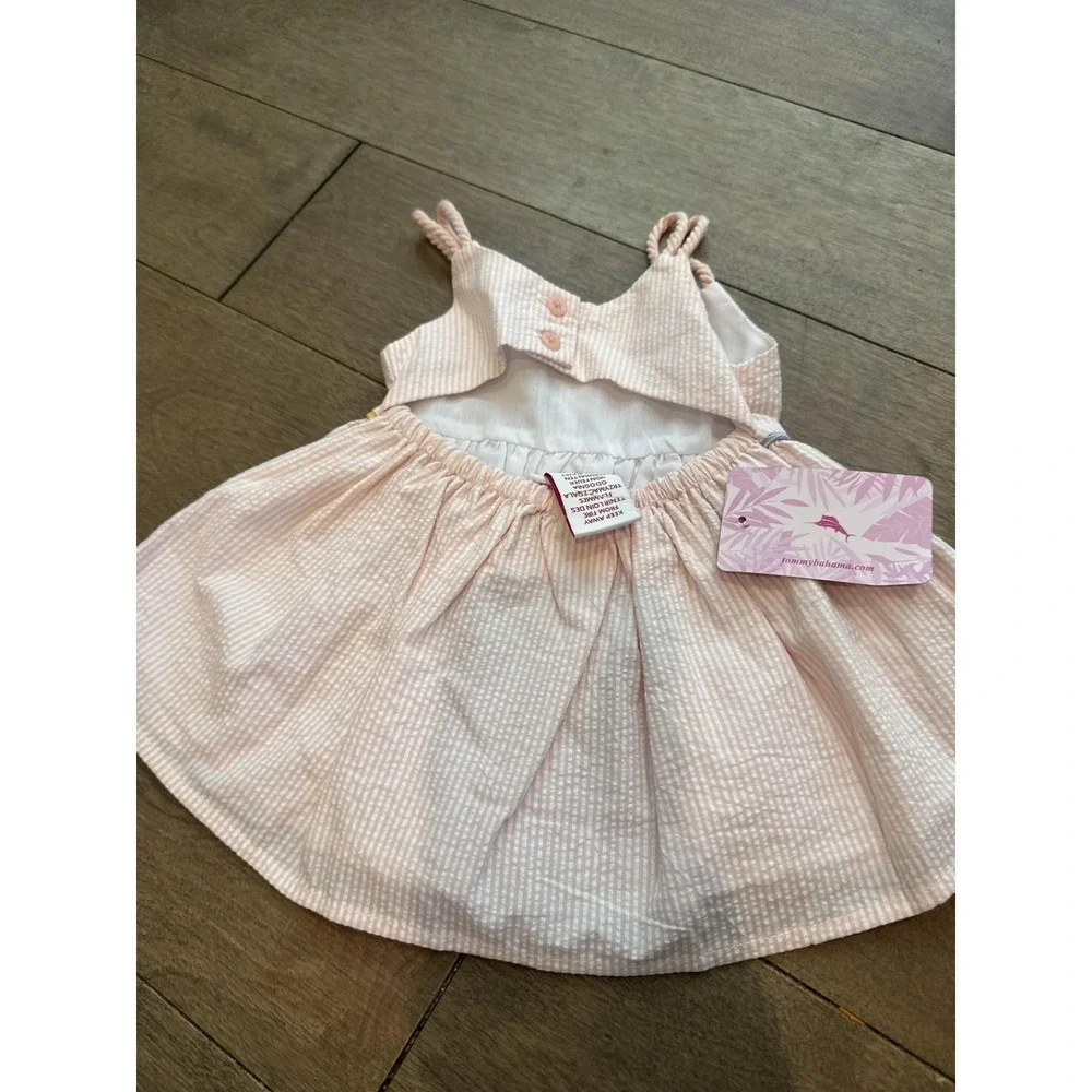Tommy Bahama Dress Girls 3-6 Months Pink Stripe Rope Strap Lined Sundress Summer